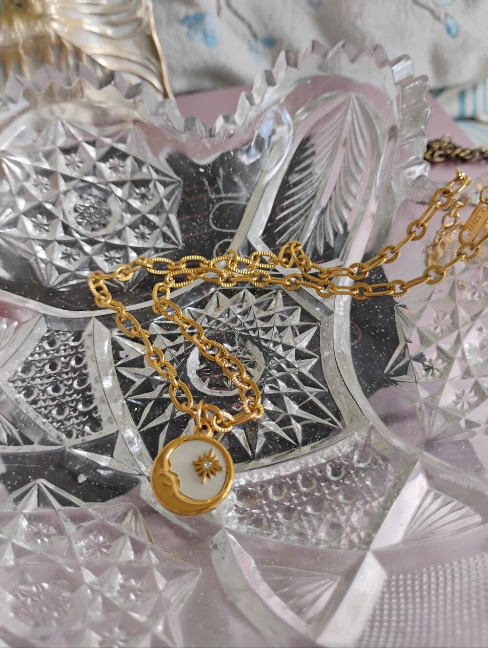 Starlight Moon Golden Chain Necklace